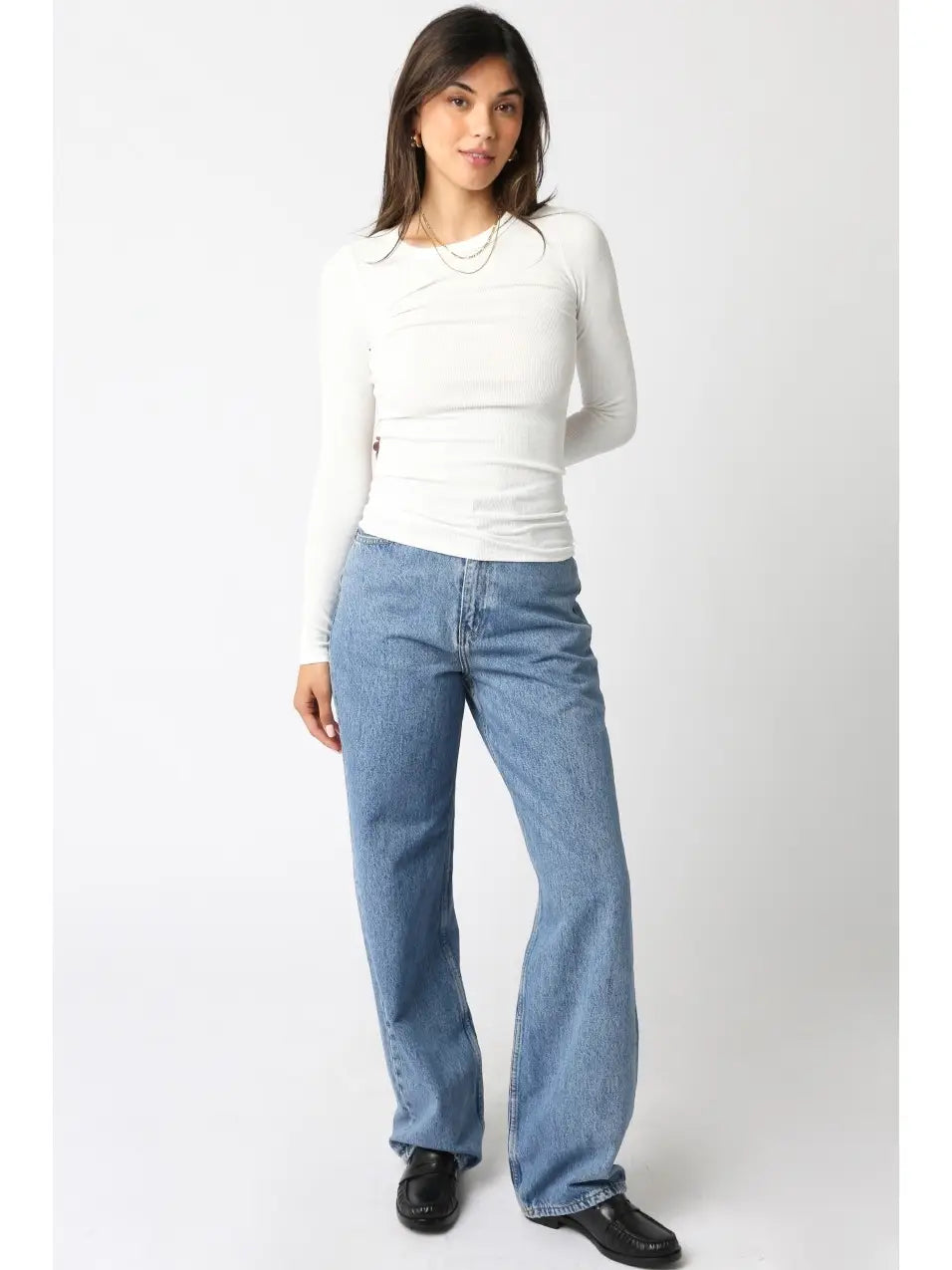 Abbey Long Sleeve Top in White