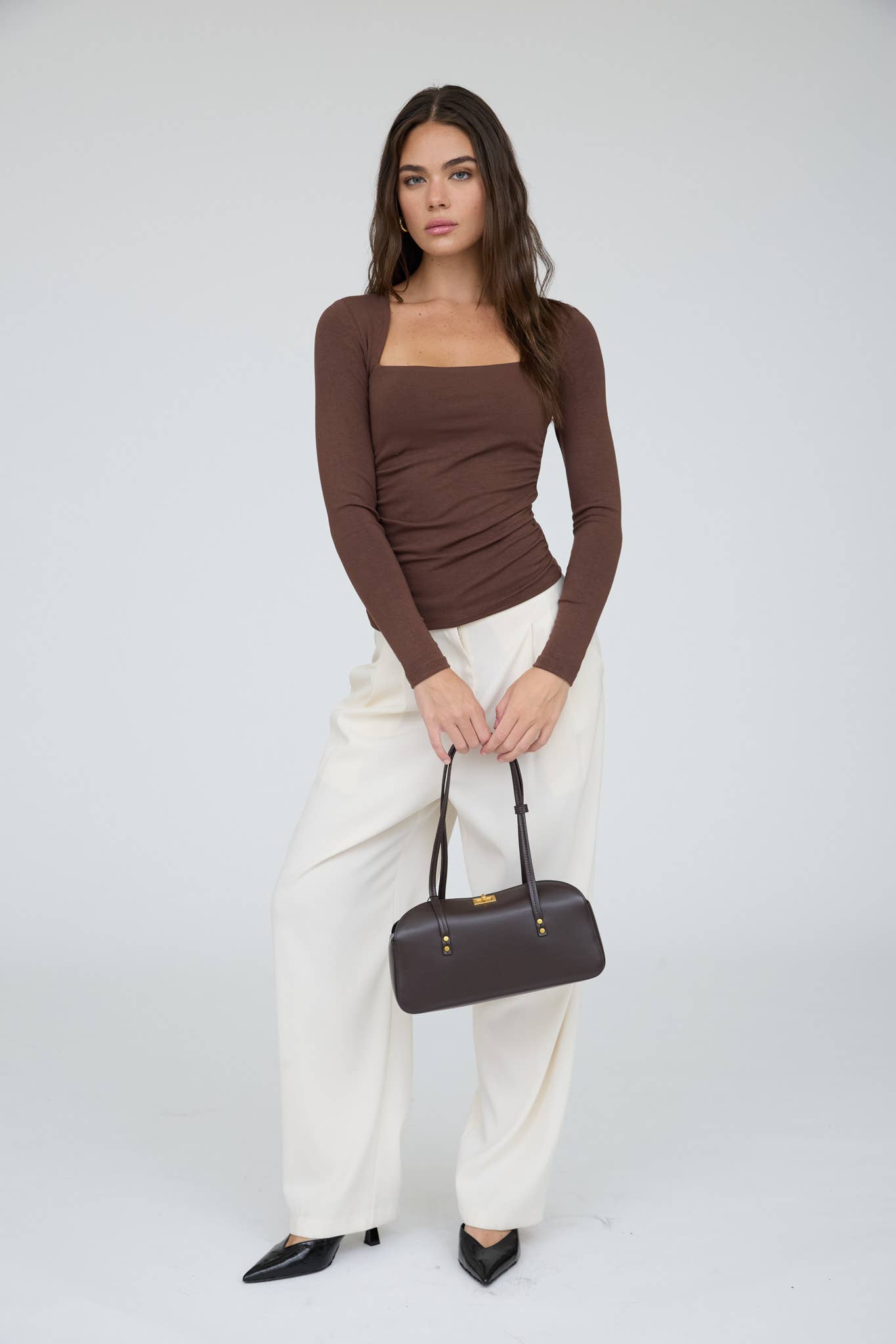 The Noa Top in Brown