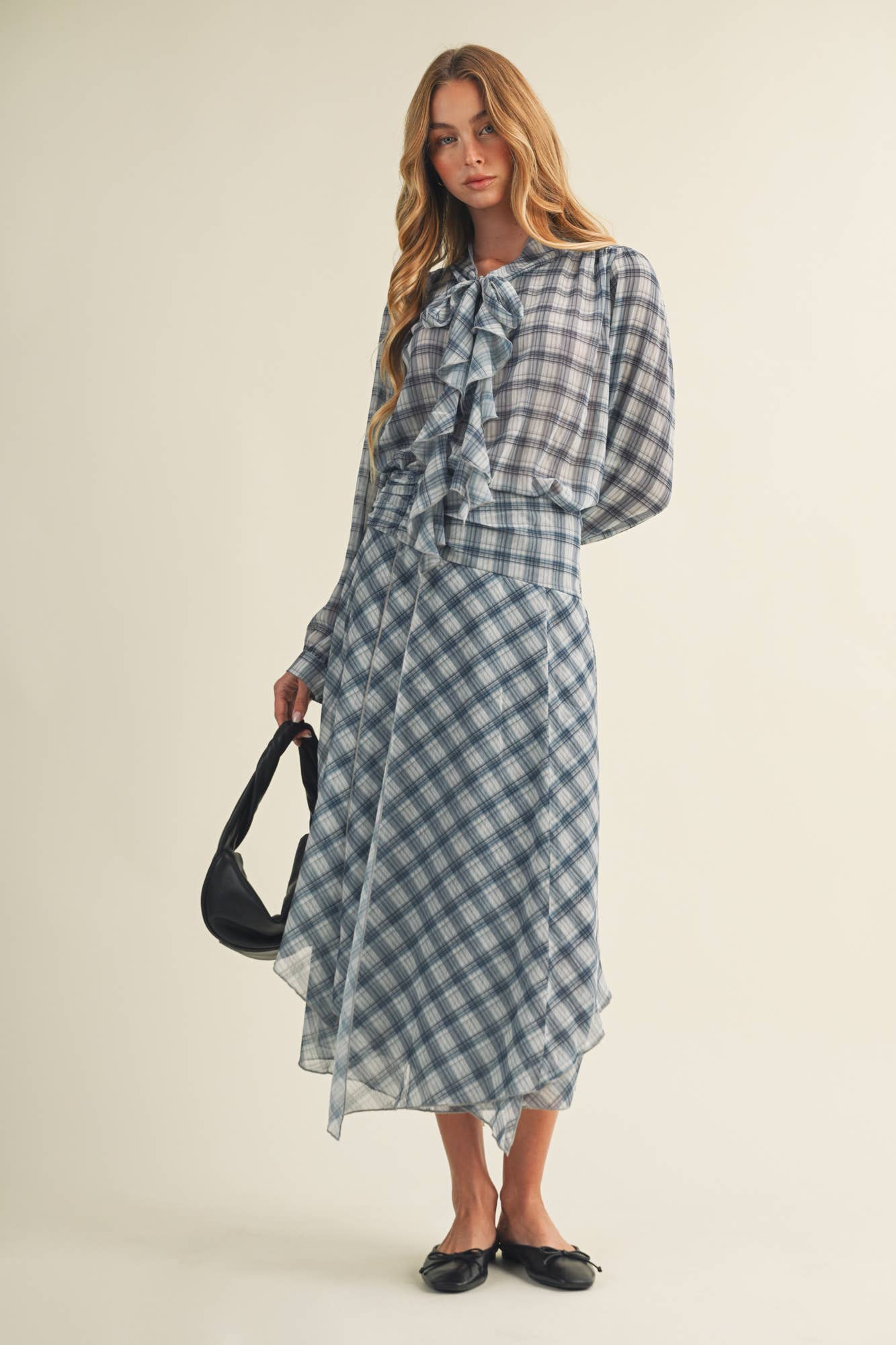 Denim Plaid Skirt