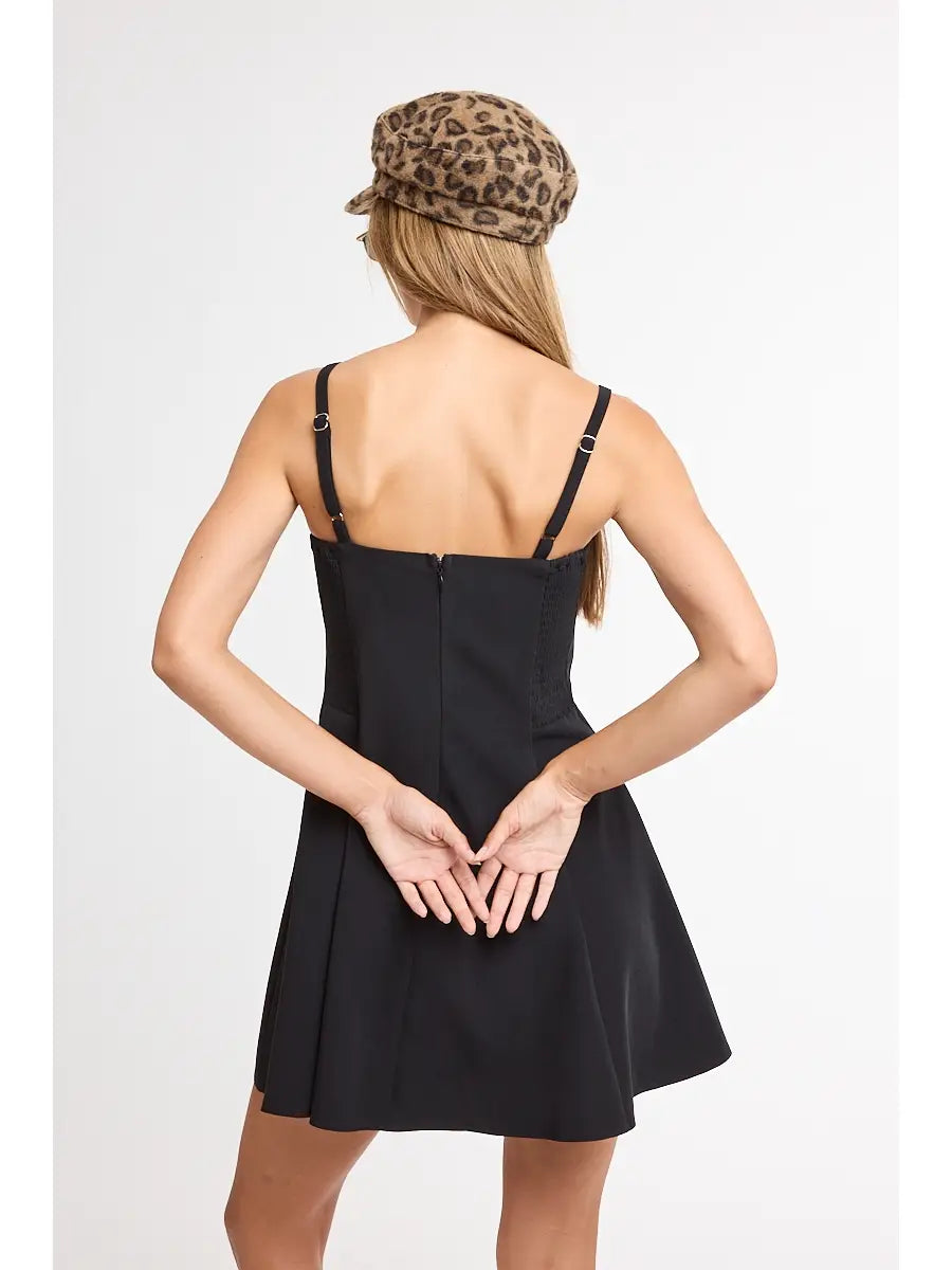 Tatum Fit & Flare Mini Dress in Black