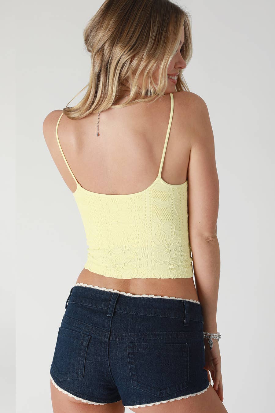 Double Lace Trim Cami in Banana