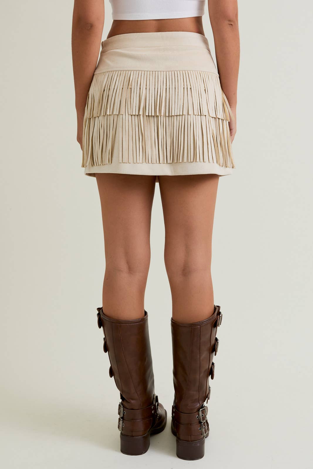SUEDE SKIRT WITH FRINGE