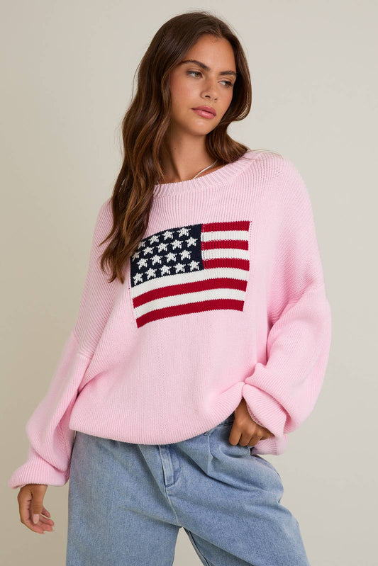 Pink Patriotic Sweater