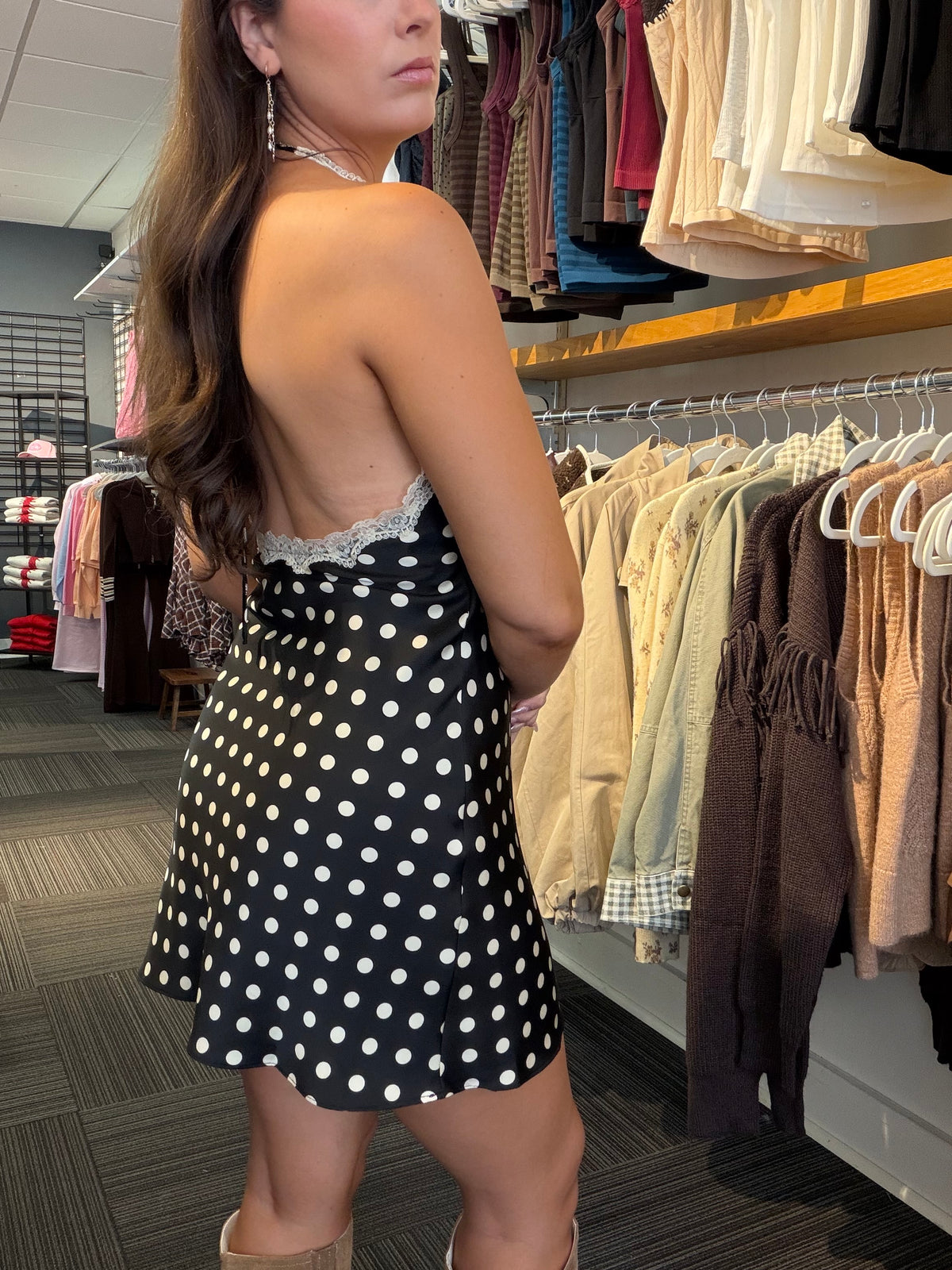 Spot on Dress in Black