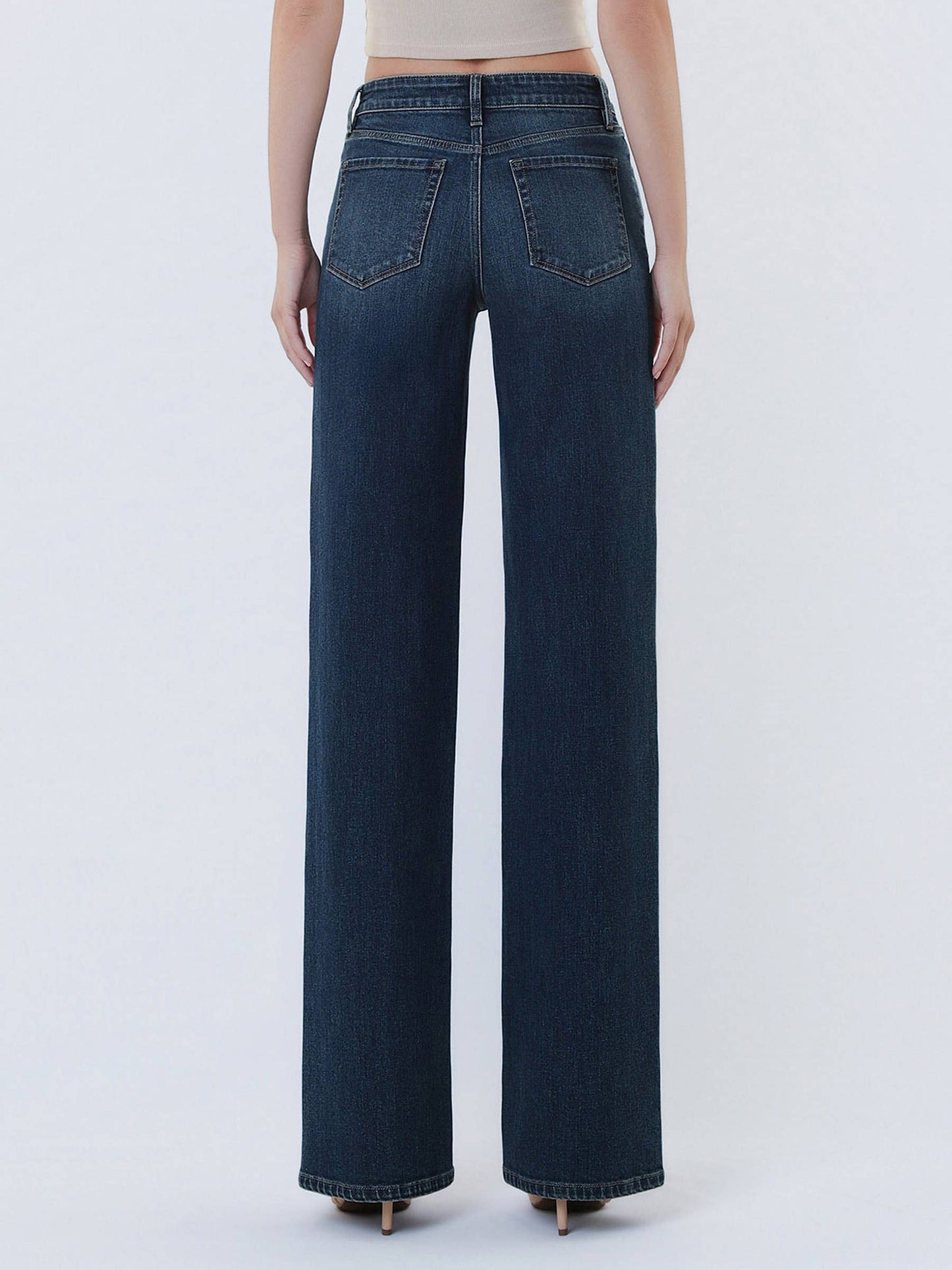 Spellbound Mid Rise Dark Wash Wide Leg Jeans