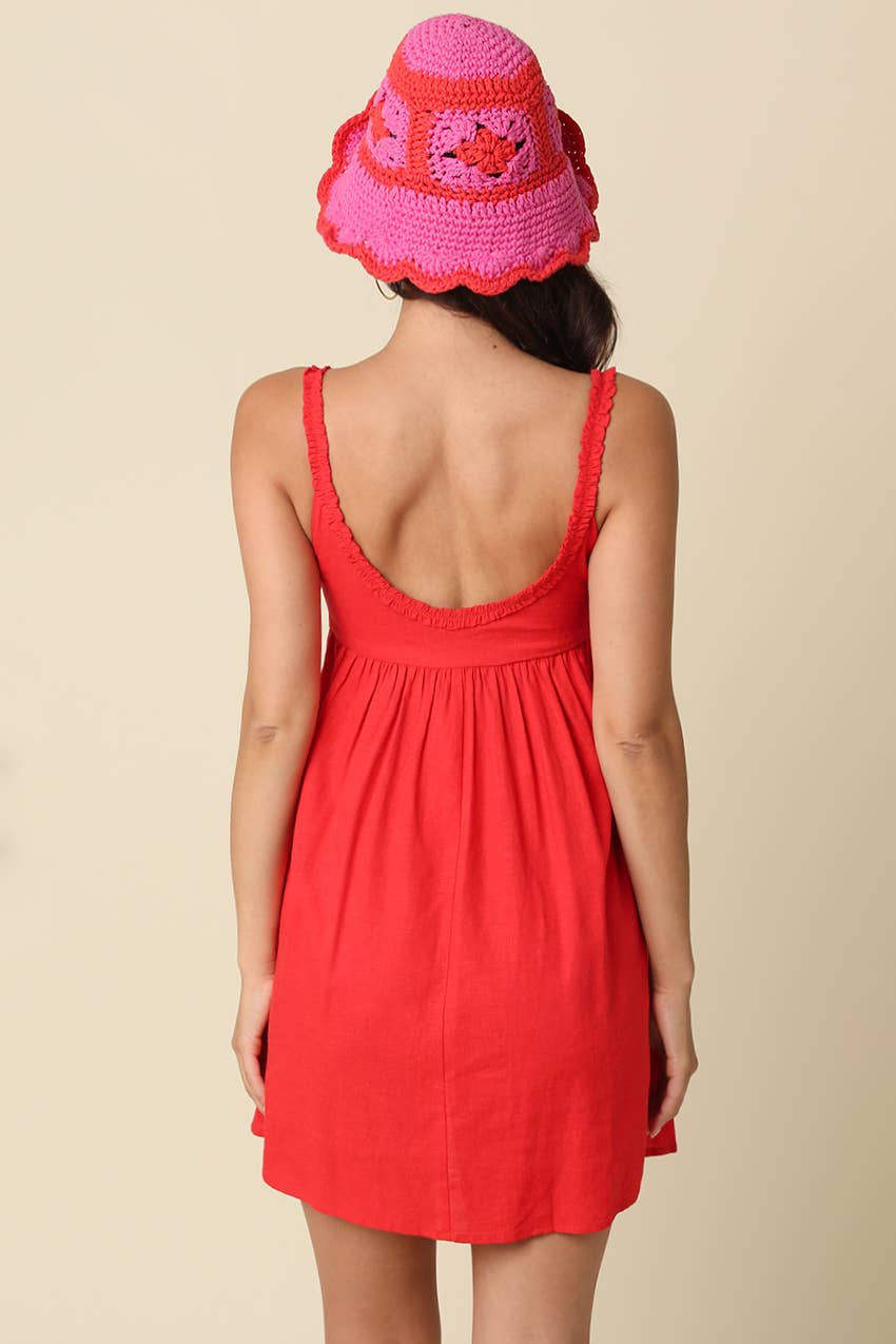 Ethel Baby Doll Tie Mini Dress in Red