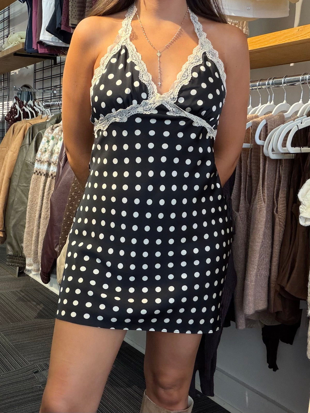 Spot on Dress in Black