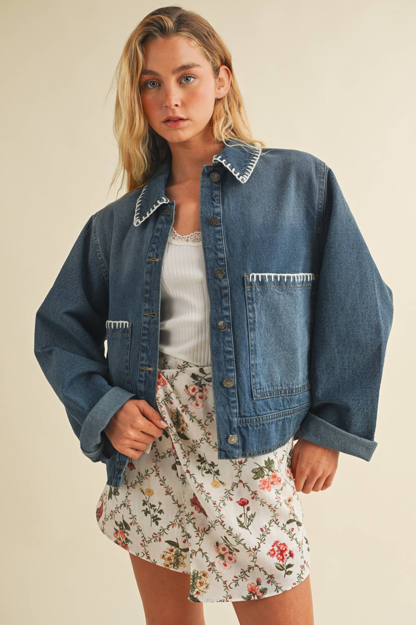 Blanket Stitch Denim Jacket