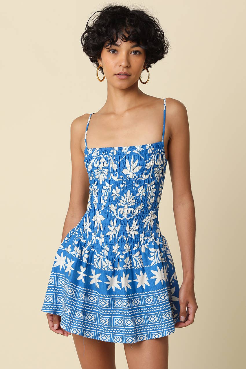 Becki Tropical Flare Mini Dress