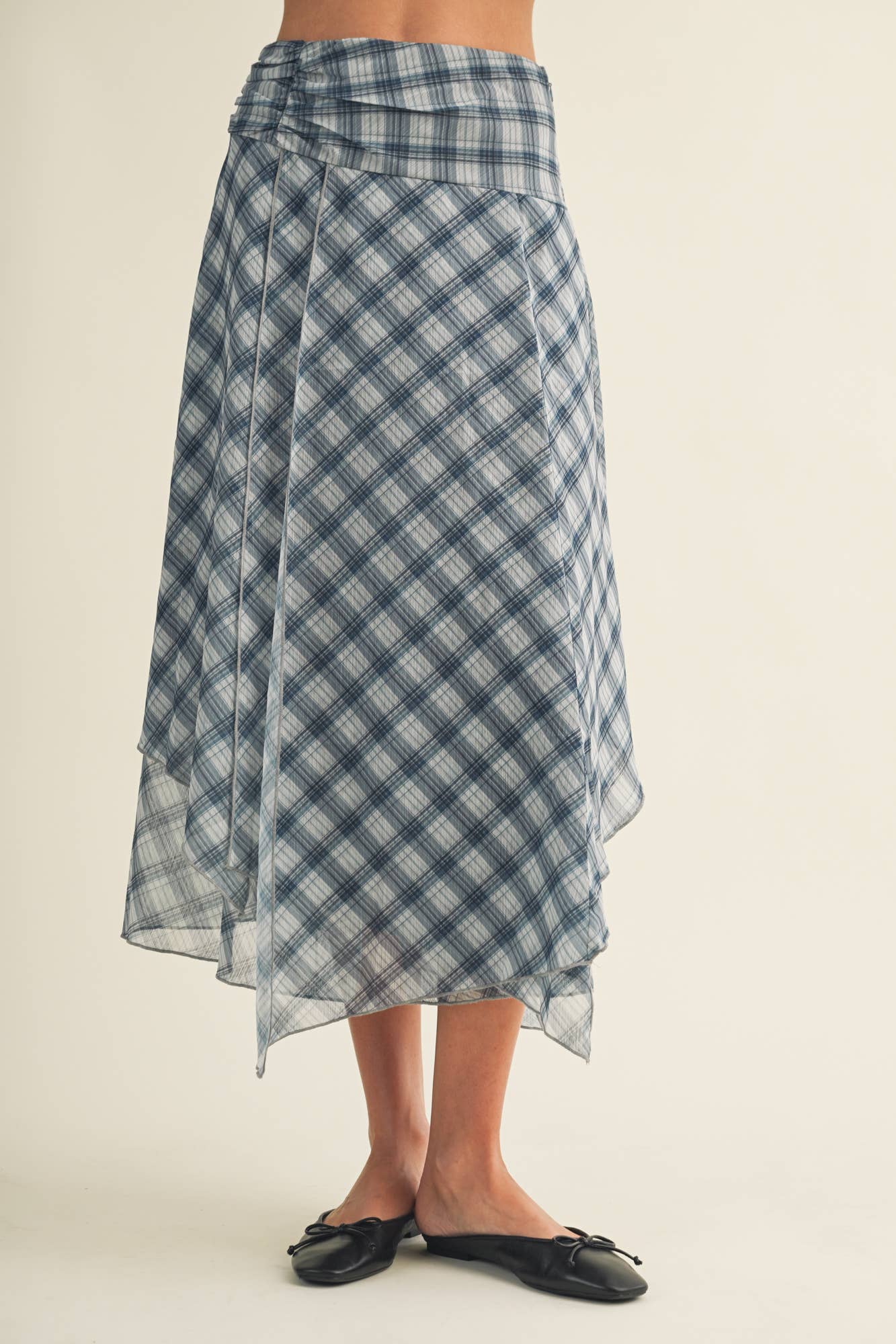 Denim Plaid Skirt