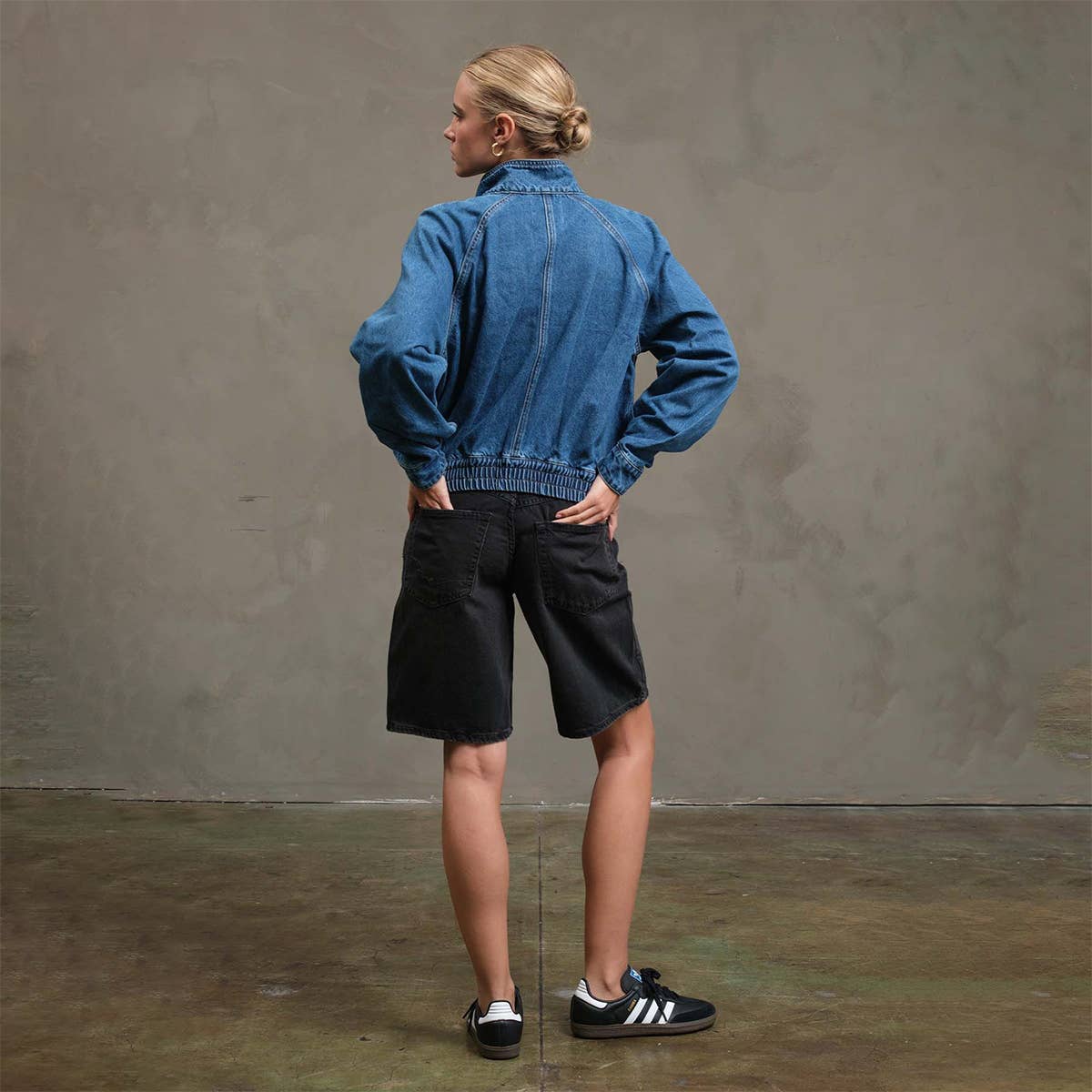 Washed Denim Bomber Jacket