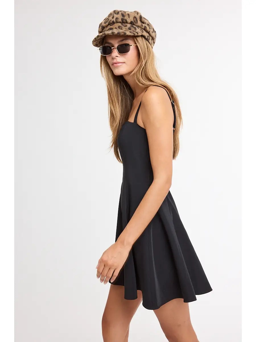 Tatum Fit & Flare Mini Dress in Black