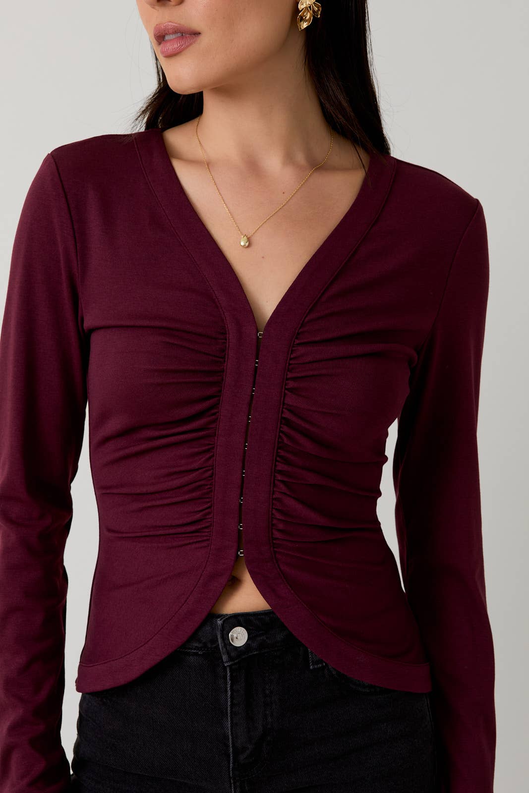 Bordeaux Ruched Top