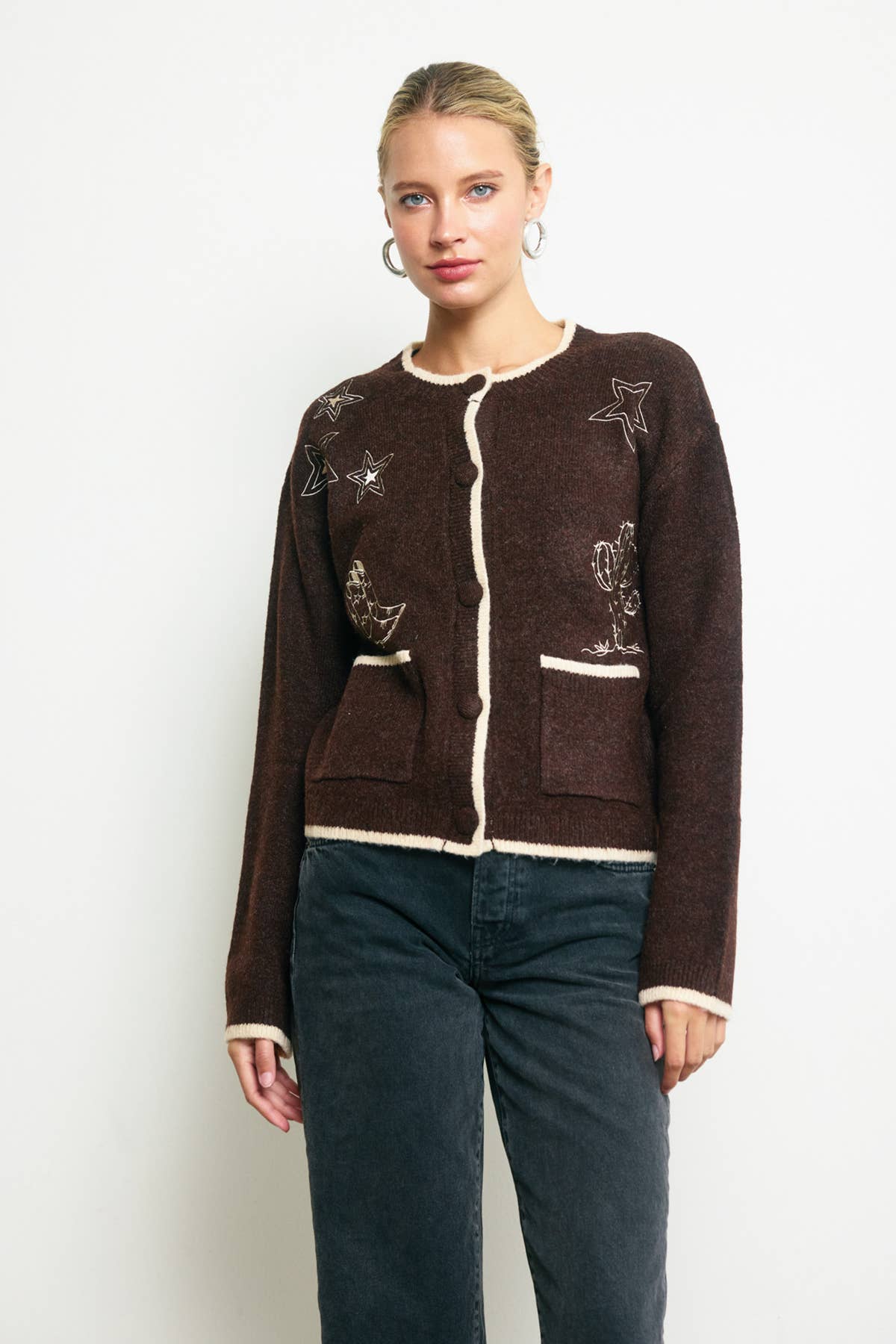 Brown Western Cardigan