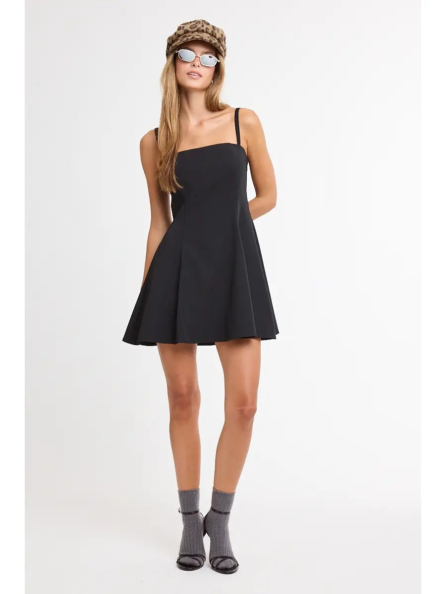 Tatum Fit & Flare Mini Dress in Black