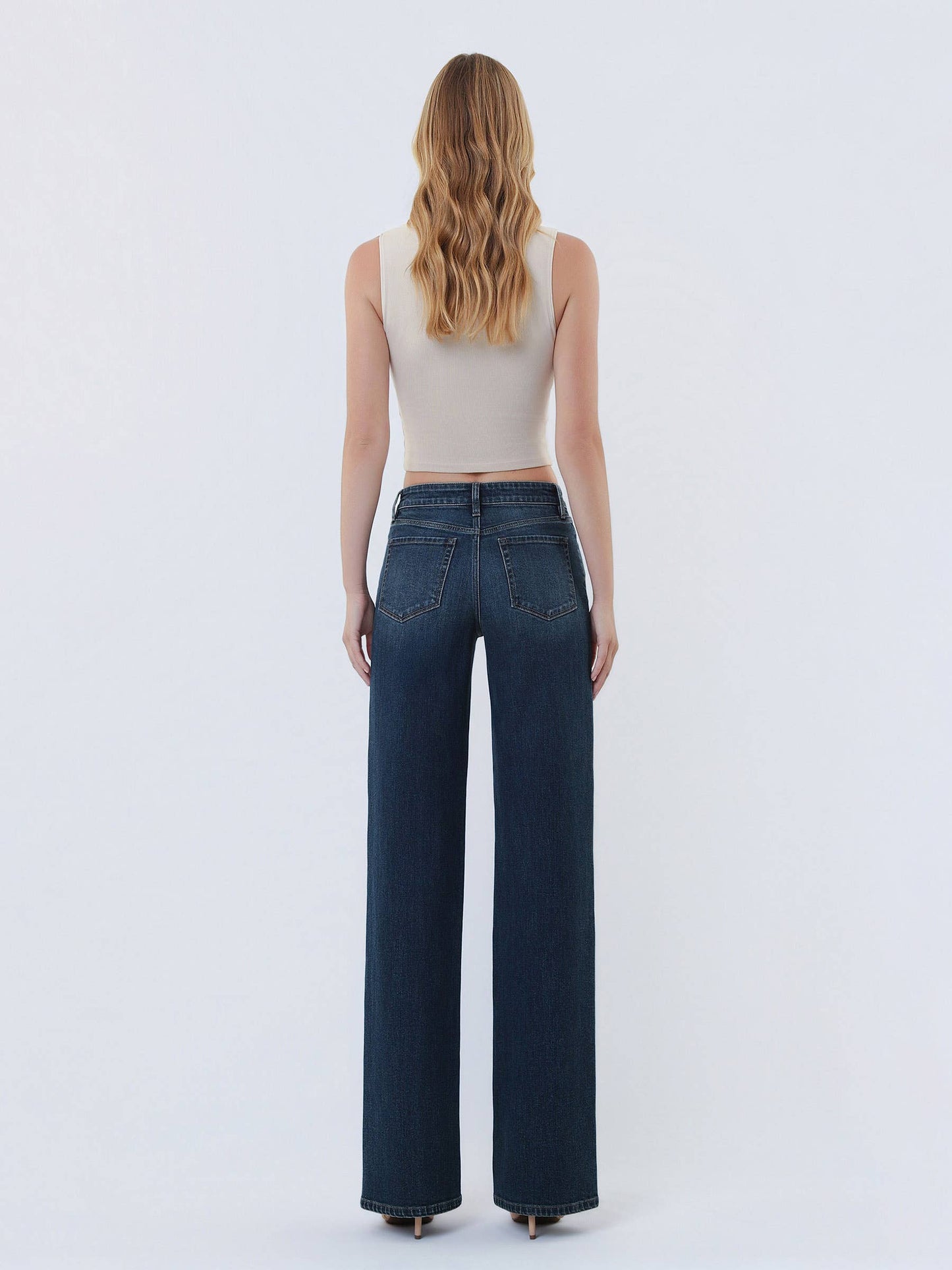 Spellbound Mid Rise Dark Wash Wide Leg Jeans