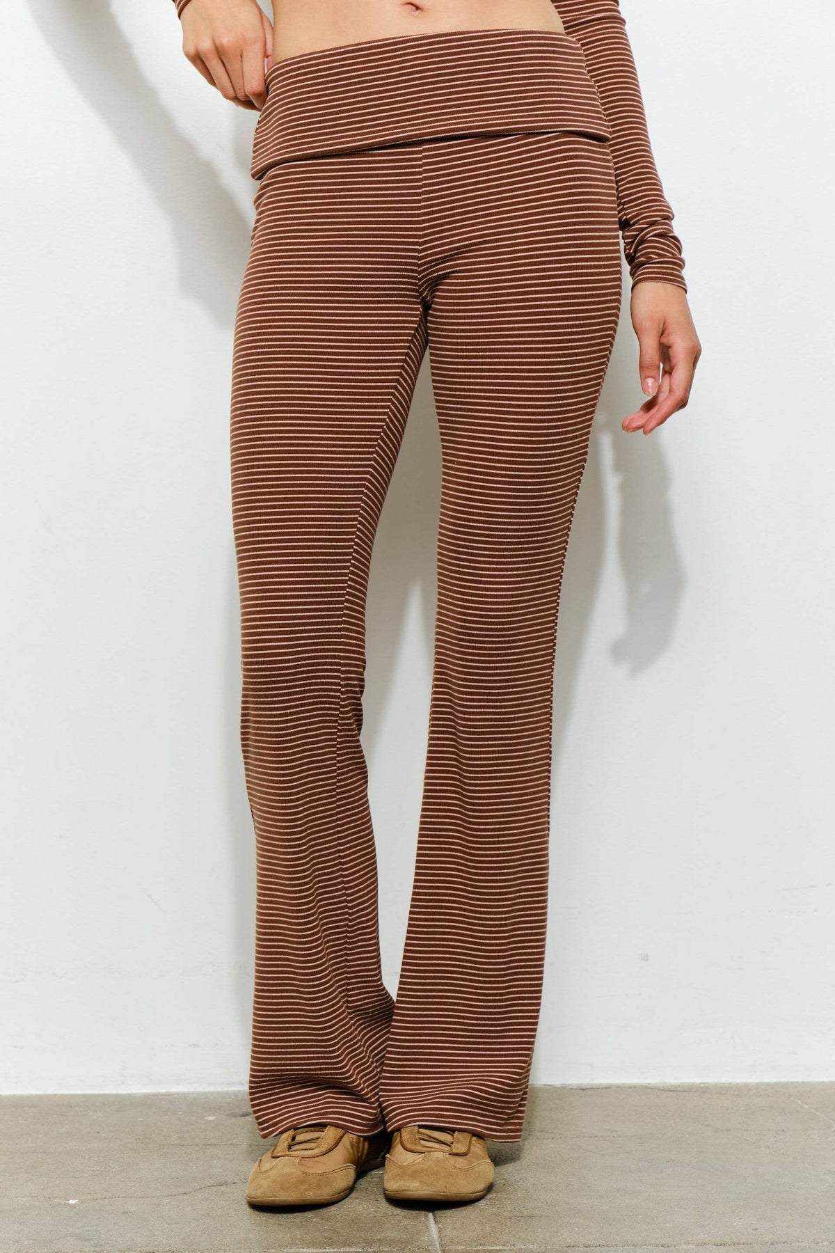 Grady Striped Flared Pants in Brown