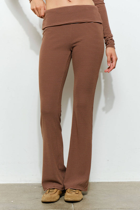 Grady Striped Flared Pants in Brown