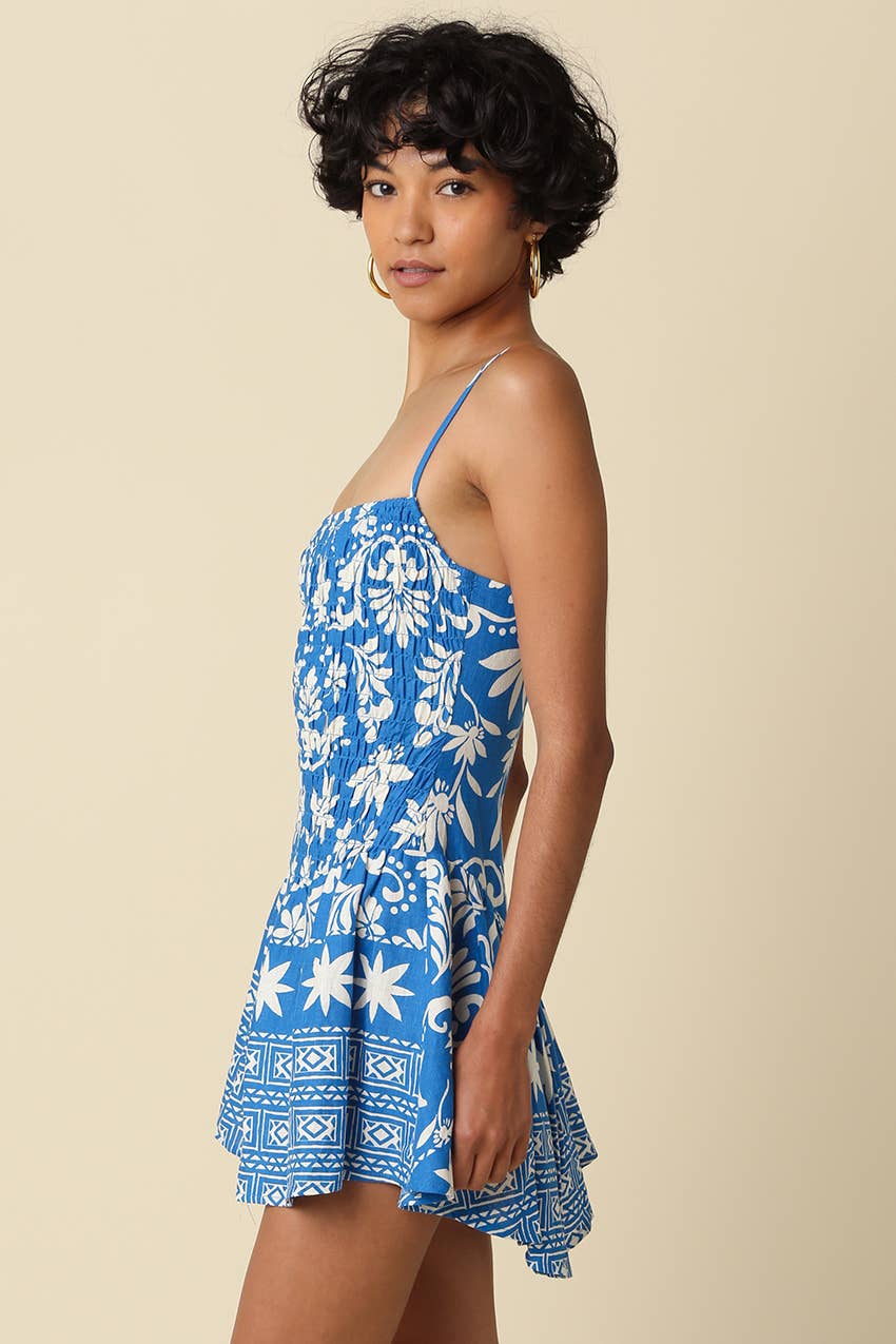 Becki Tropical Flare Mini Dress
