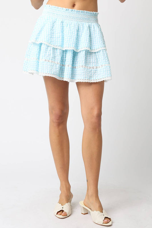 Elisa Mint Tiered Ruffle Mini Skirt