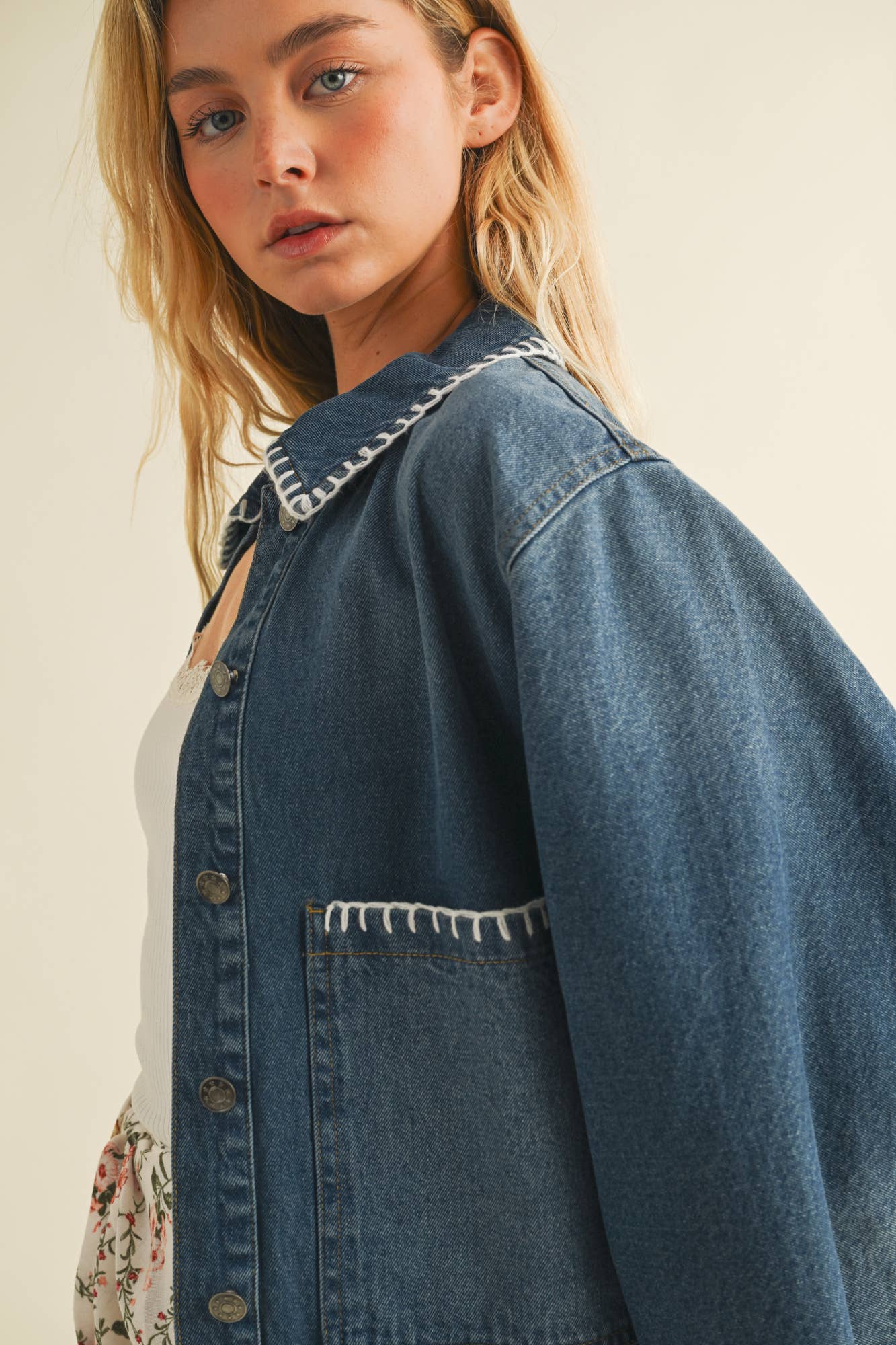 Blanket Stitch Denim Jacket