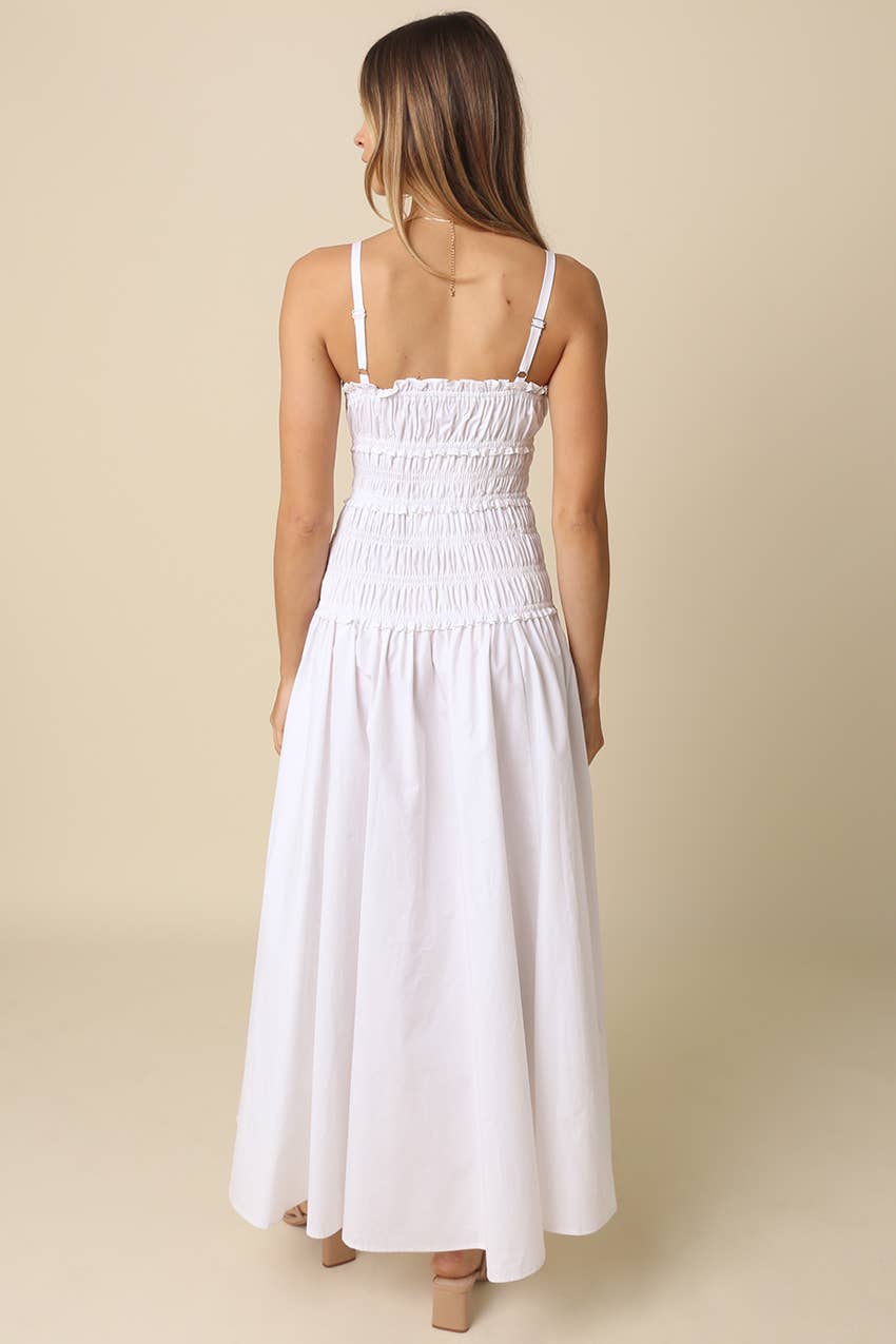 Solara White Smocked Maxi Dress