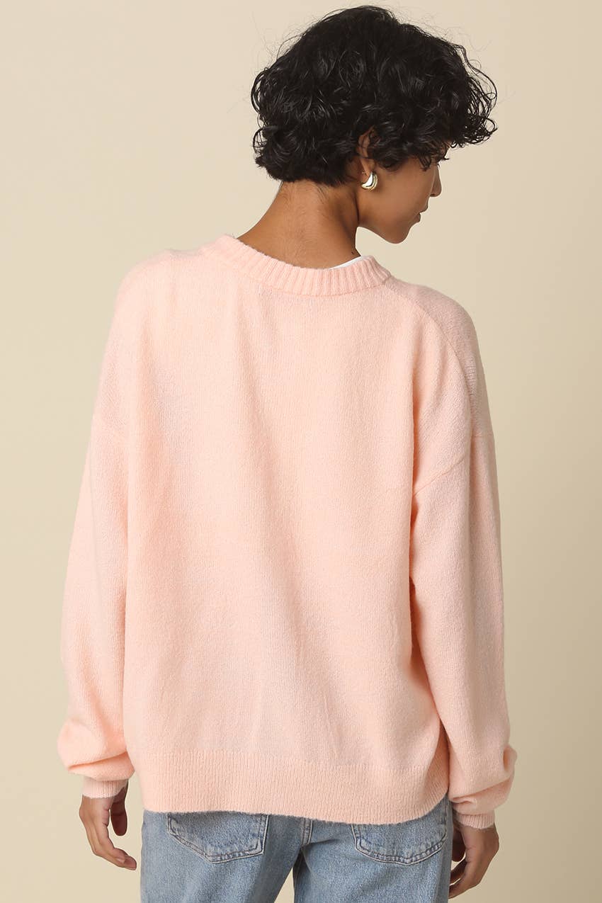 Gillian Oversized Knit Cardigan: Salmon