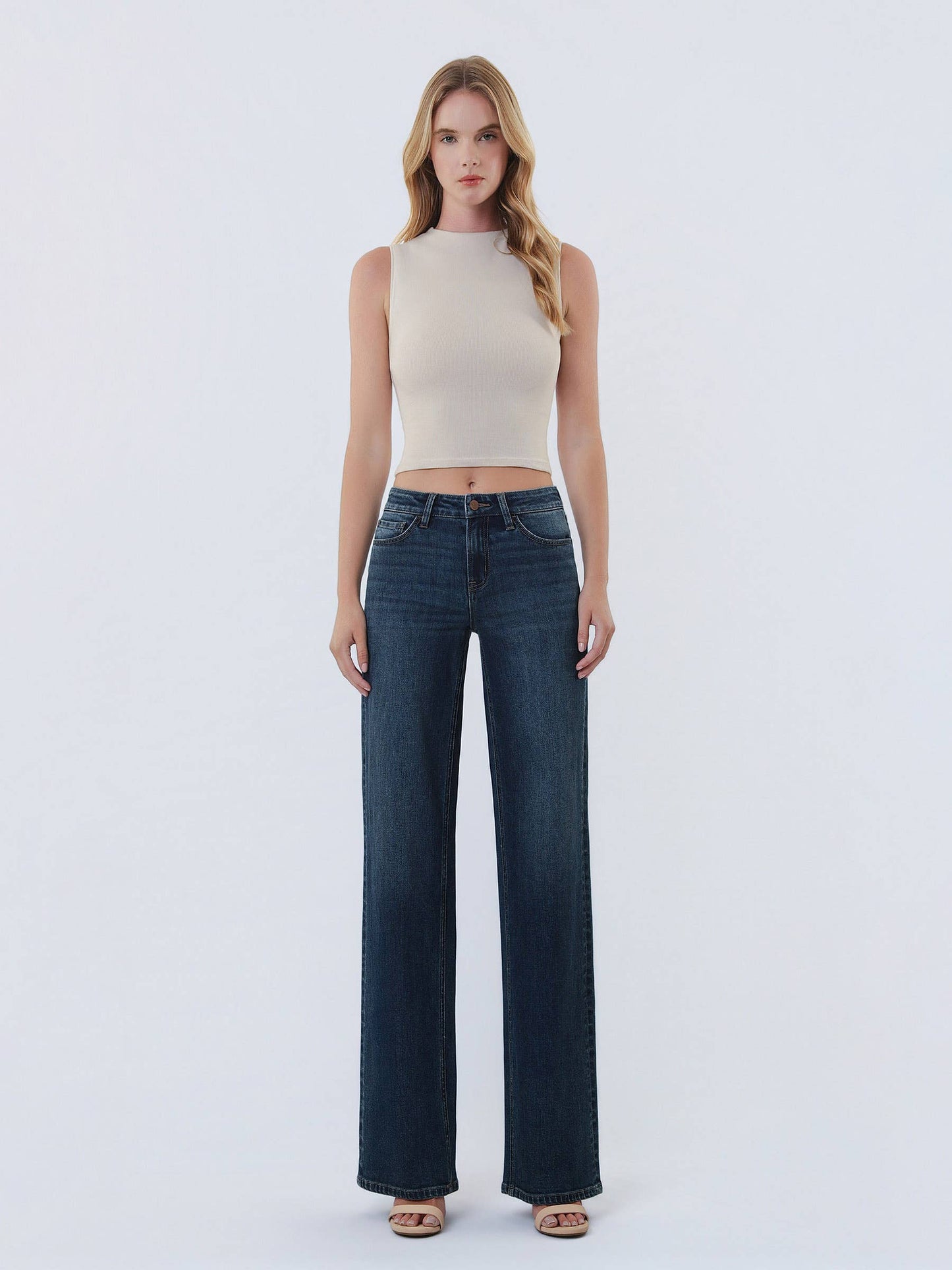 Spellbound Mid Rise Dark Wash Wide Leg Jeans