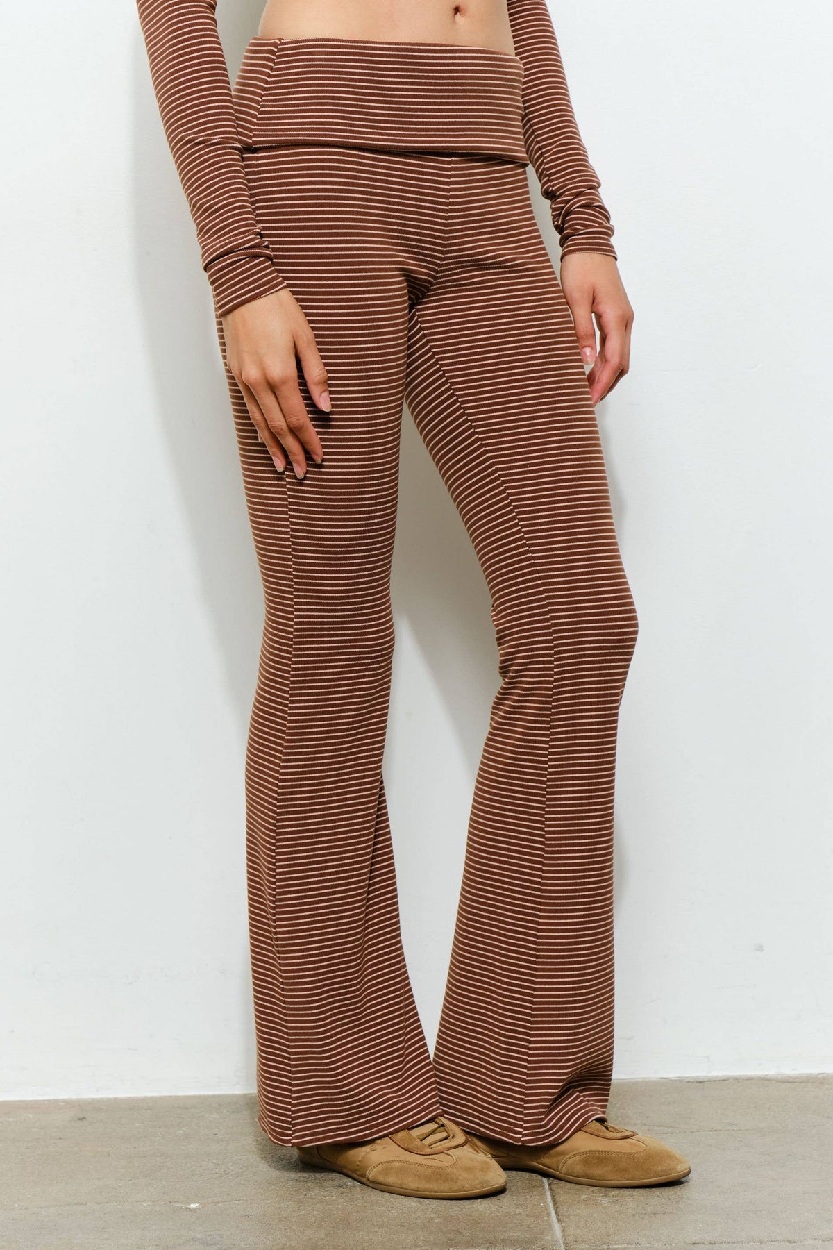 Grady Striped Flared Pants in Brown