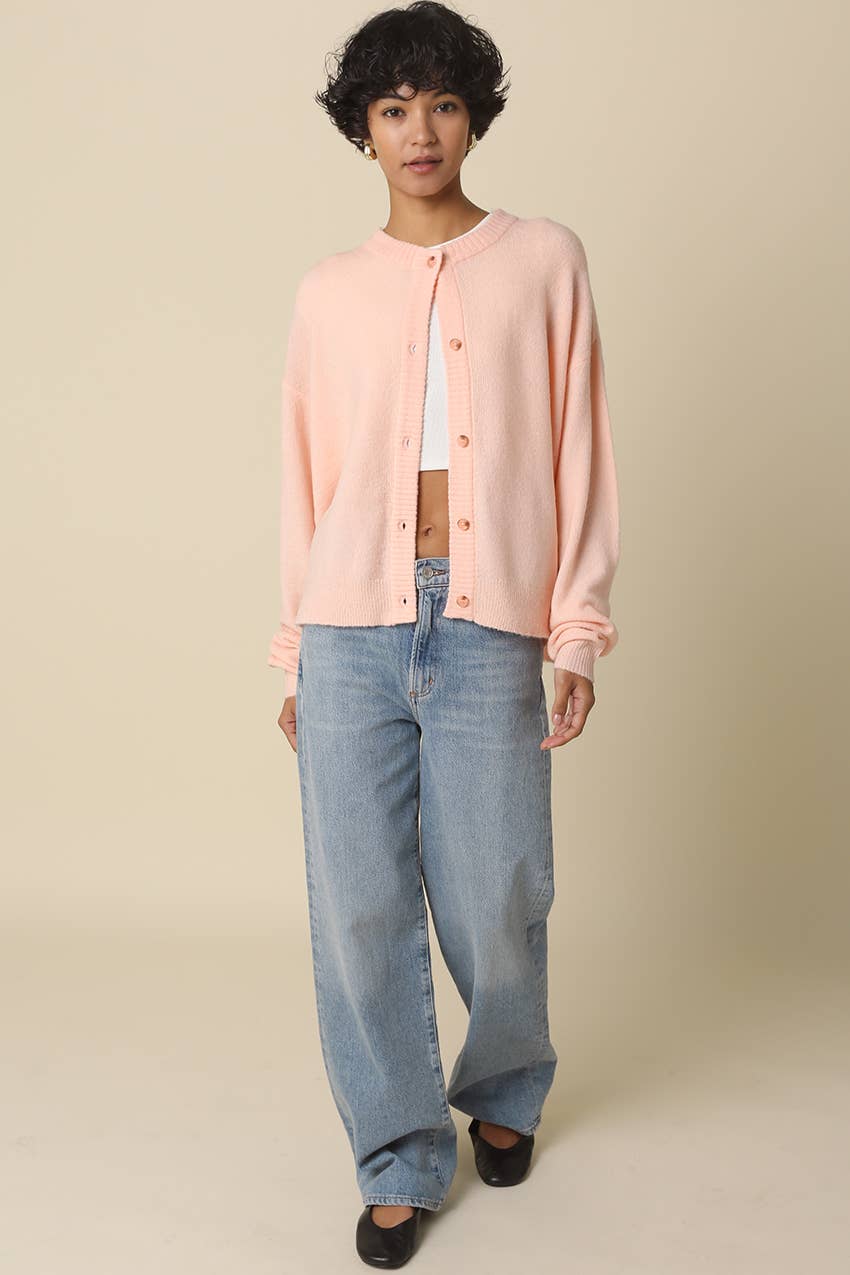 Gillian Oversized Knit Cardigan: Salmon