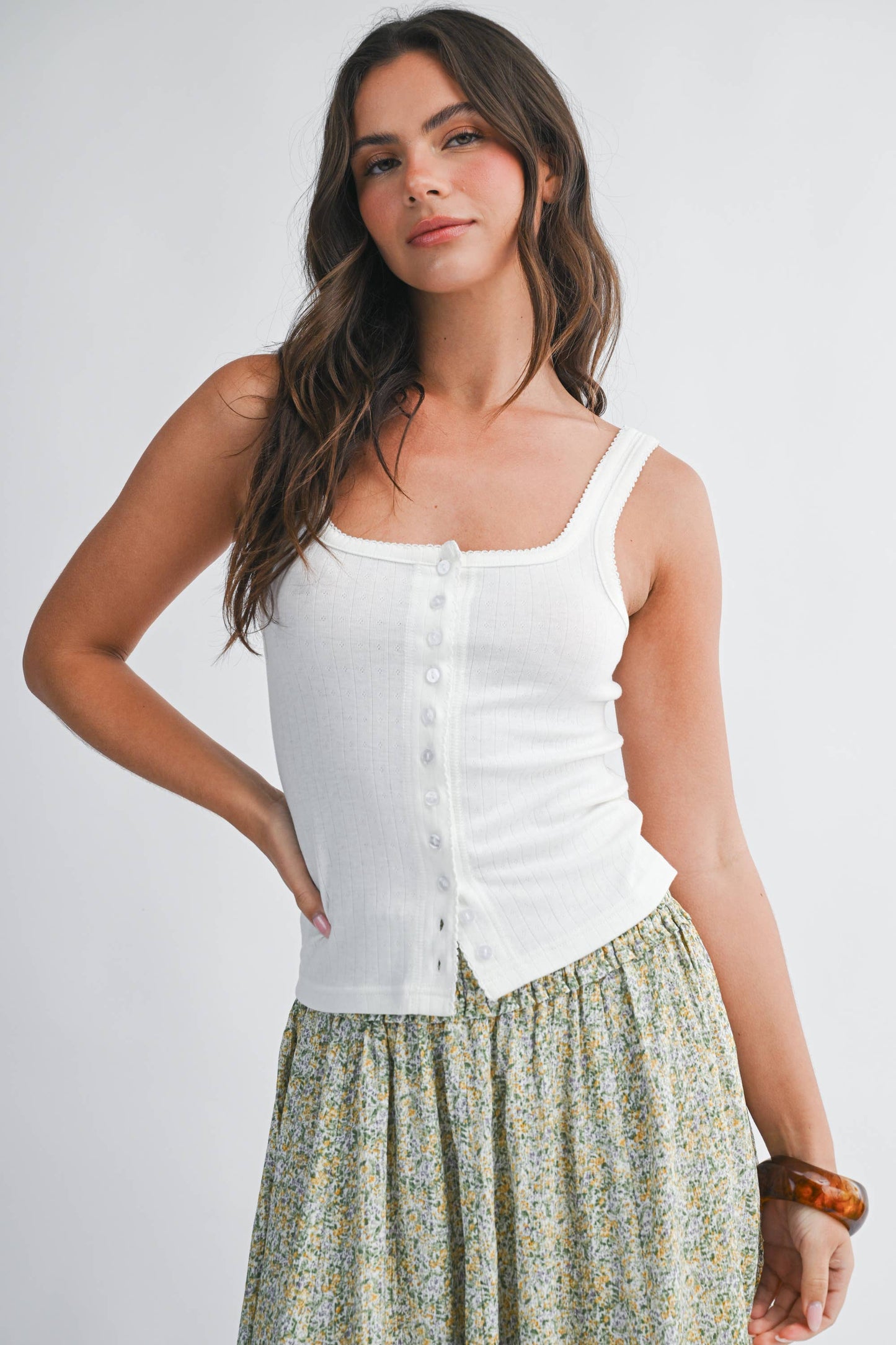 Pointelle White Tank