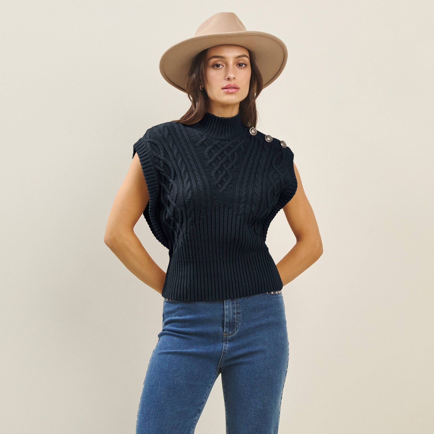 Navy Button Sweater Vest