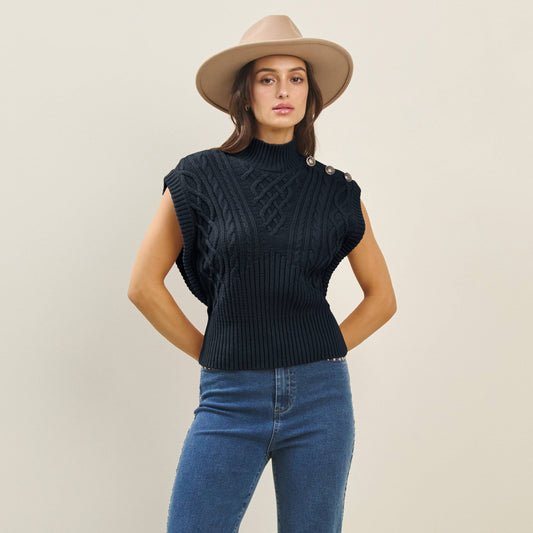 Navy Button Sweater Vest