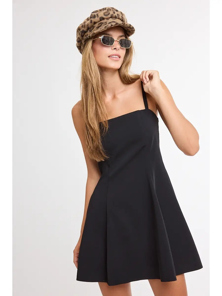 Tatum Fit & Flare Mini Dress in Black