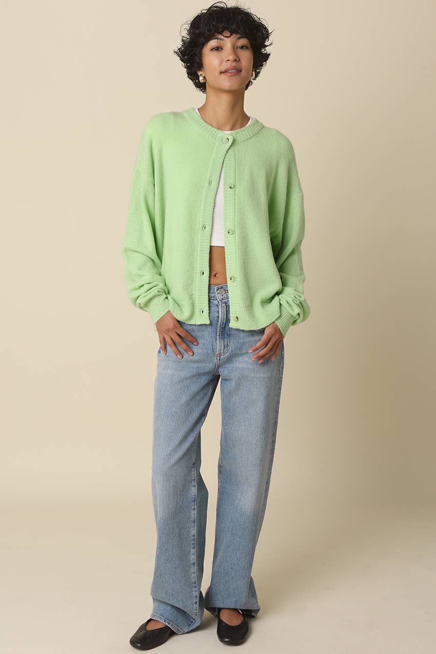 Gillian Oversized Knit Cardigan: Spearmint