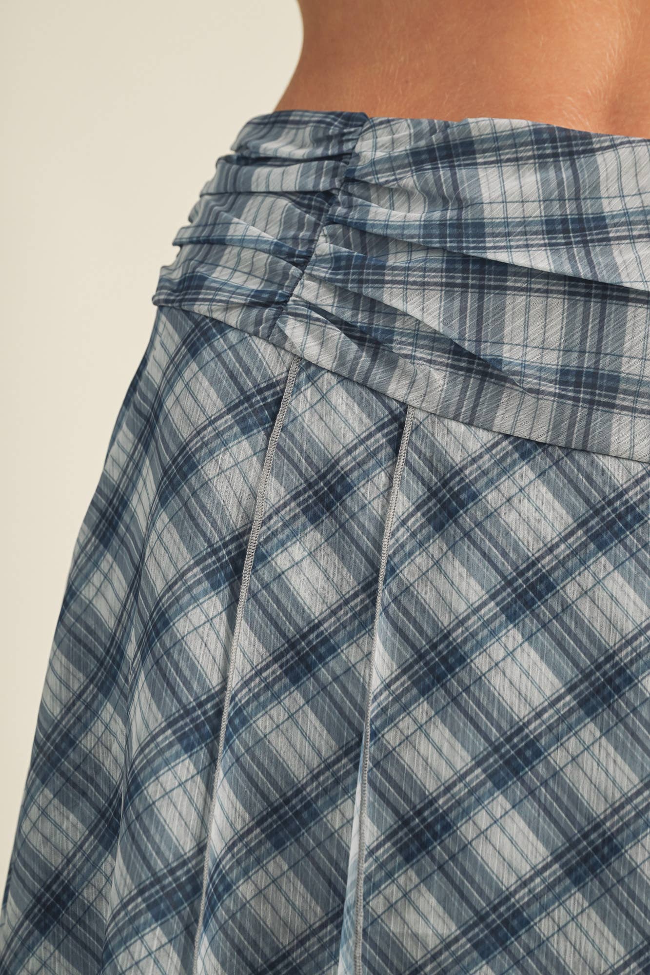 Denim Plaid Skirt