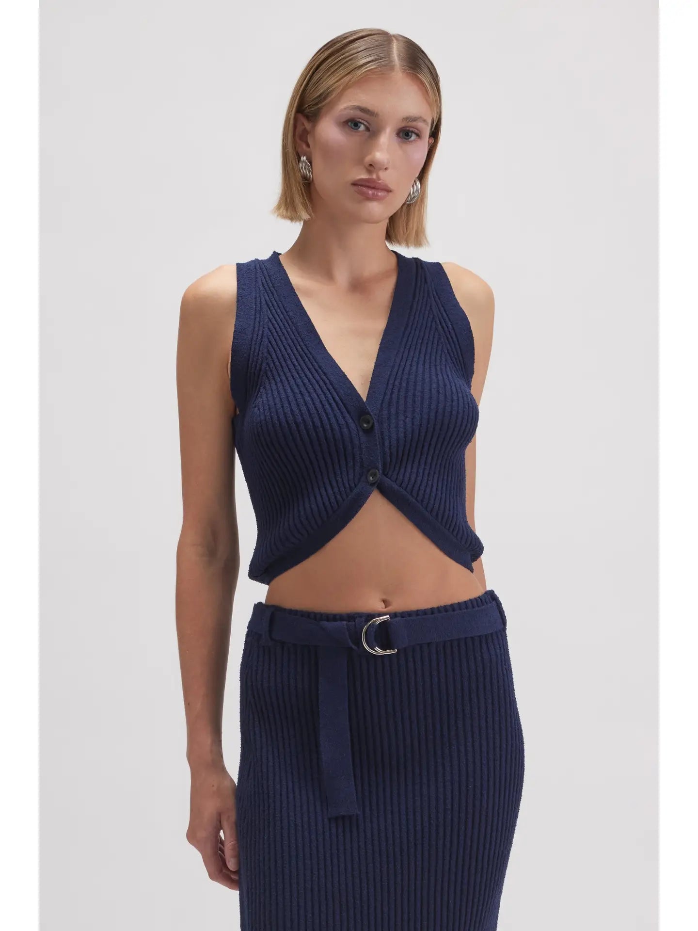 Navy Ribbed Sweater Tank