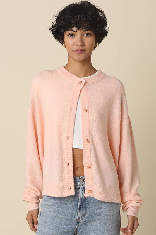 Gillian Oversized Knit Cardigan: Salmon