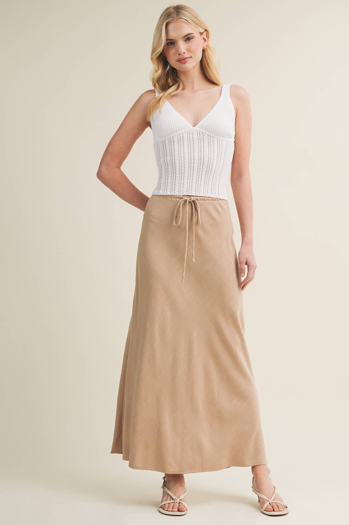 Fitted Twist Tank in White
