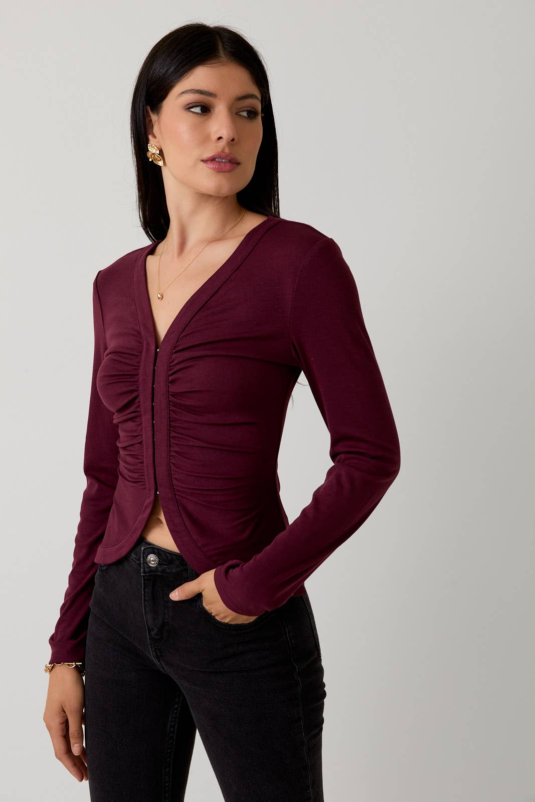 Bordeaux Ruched Top