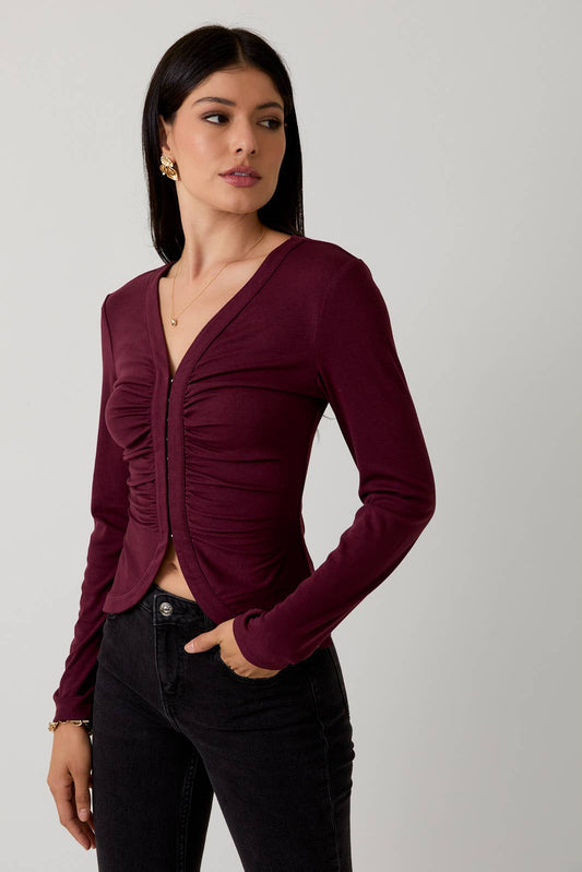 Bordeaux Ruched Top