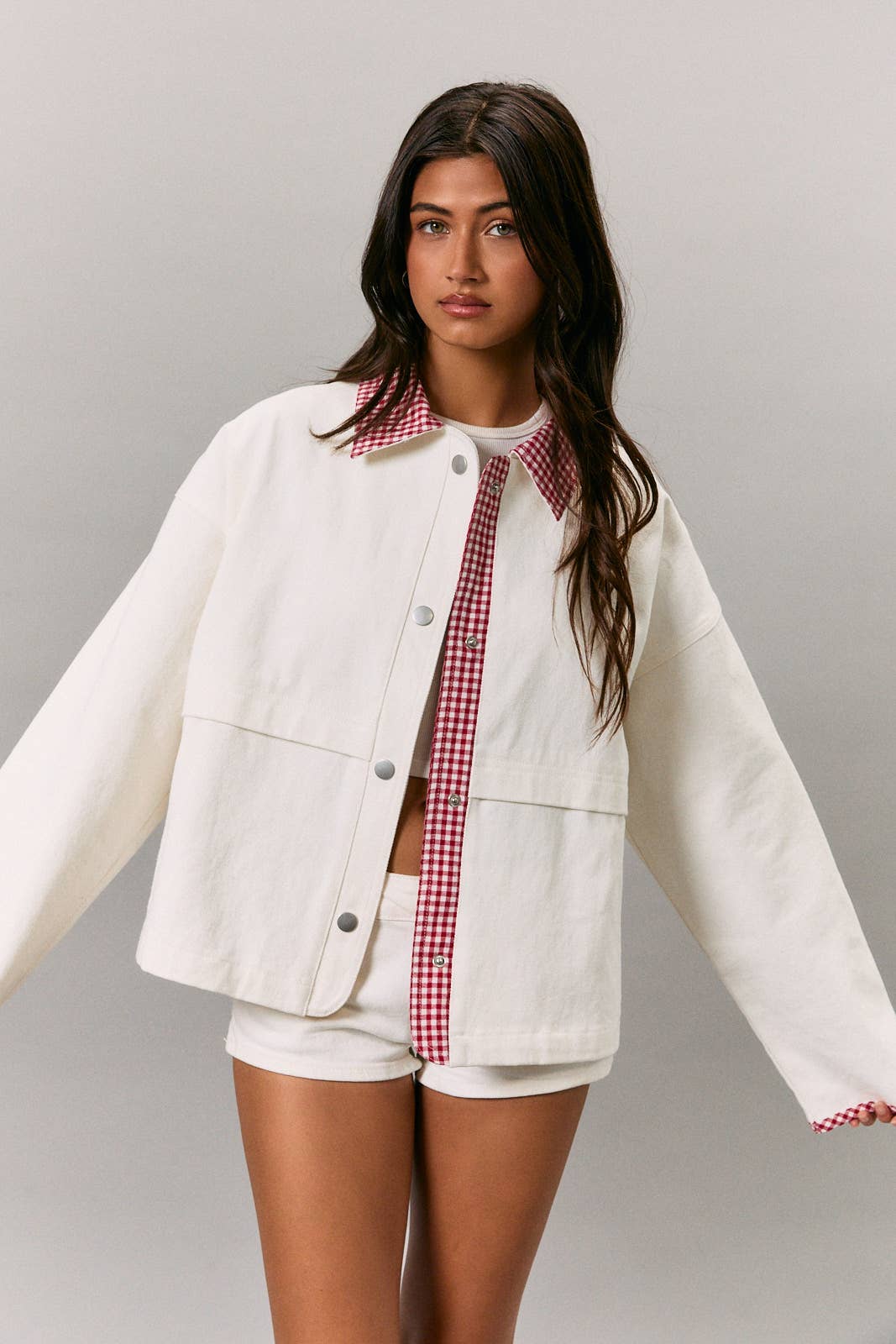 Gingham Denim Jacket