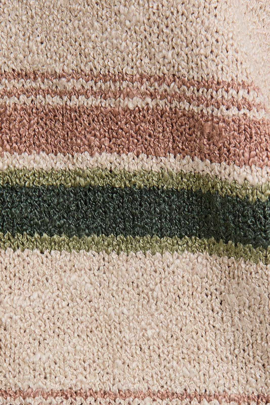 ROUND NECK STRIPE FUZZY REGULAR  CARDIGAN