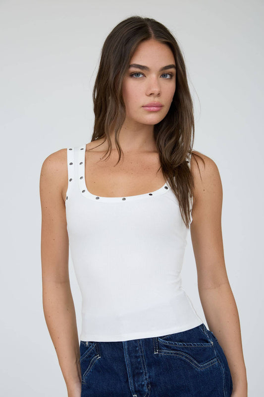 The Studded Muse Tank in White