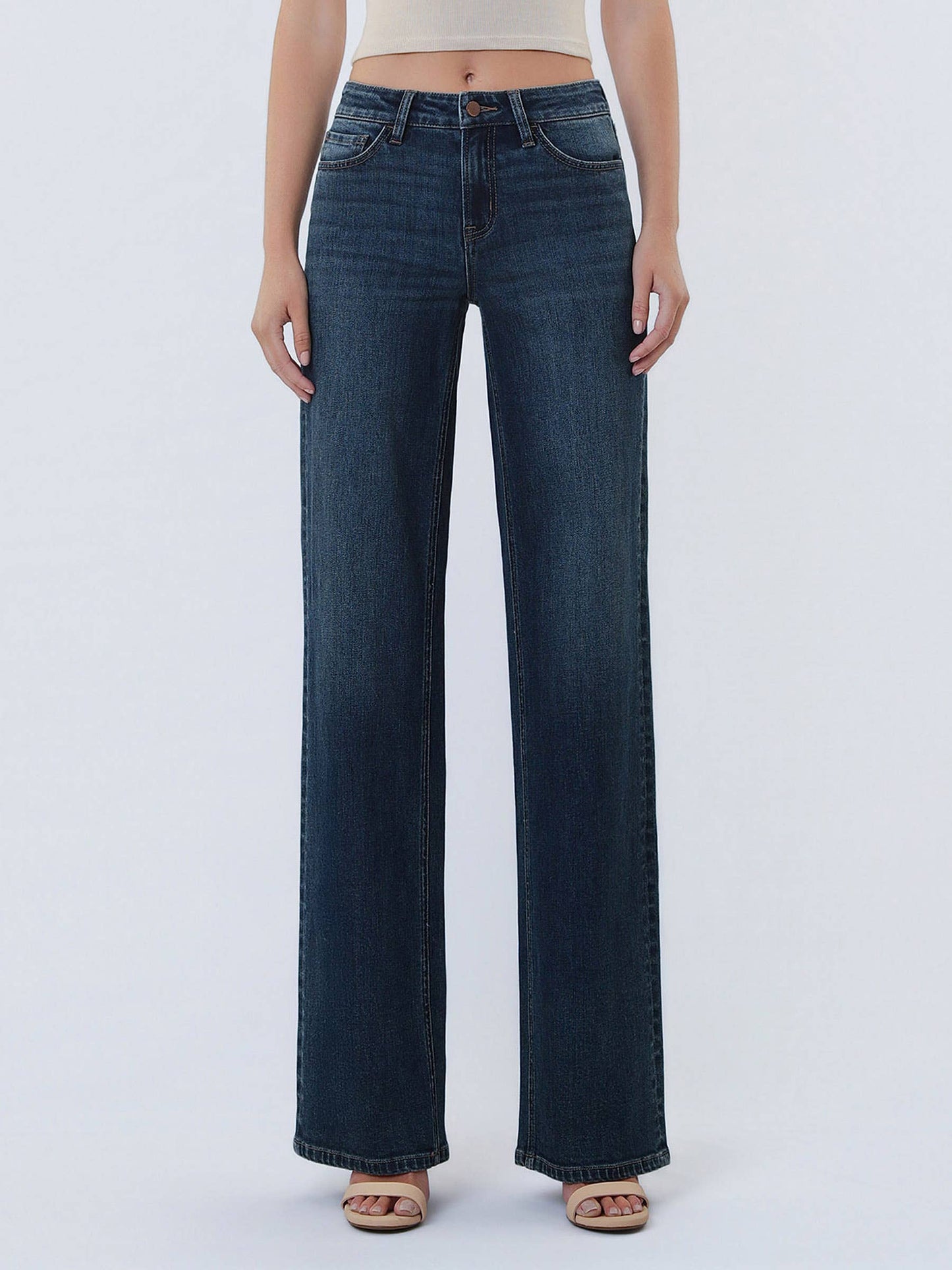 Spellbound Mid Rise Dark Wash Wide Leg Jeans
