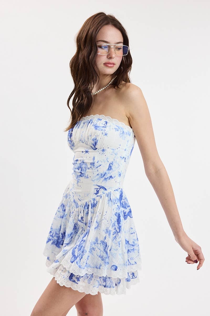 Celestia Magic Castle Strapless Mini Dress