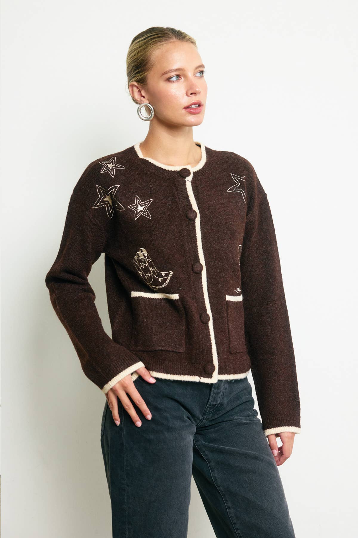 Brown Western Cardigan