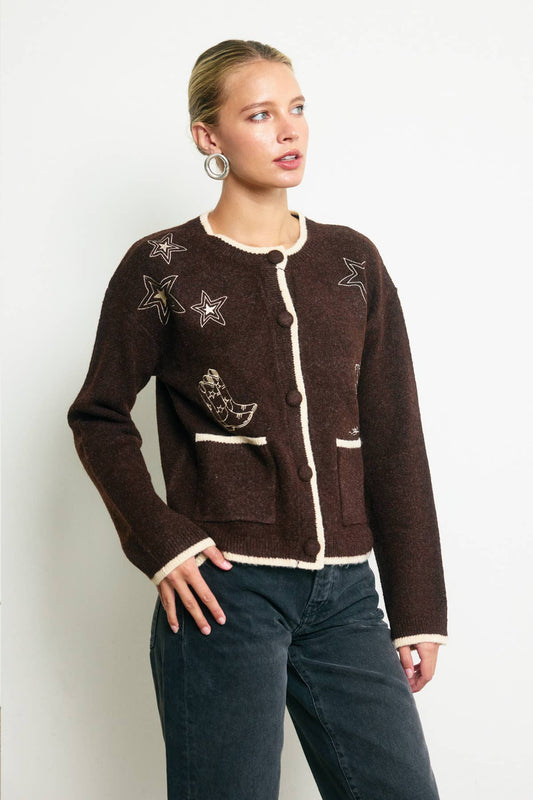 Brown Western Cardigan