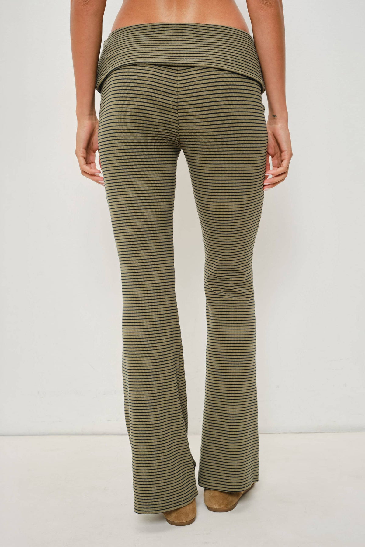Grady Olive Striped Flared Pants