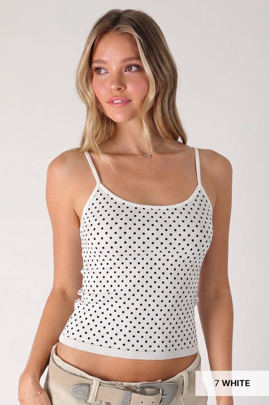 White Tank with Black Polka Dots